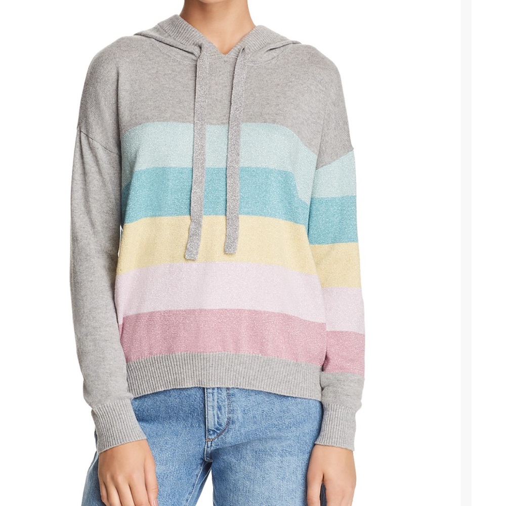 Striped cotton/cashmere hoodie sweater from Minnie rose